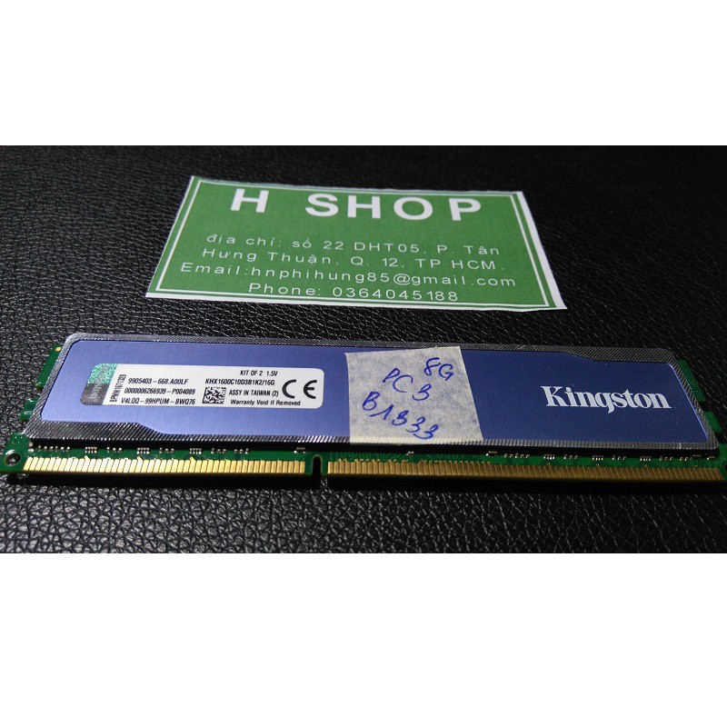 Ram tản nhiệt DDR3 8Gb bus 1333 - 10600u, hiệu Kingston FURY HYPERX chính hãng, bảo hành 3 năm