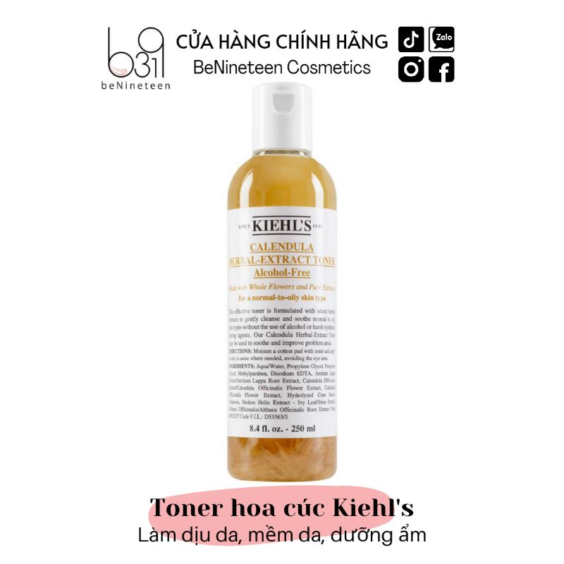 Nước Cân Bằng Da Kiehl's Calendula Herbal Extract Alcohol- Free Toner Chiết Xuất Hoa Cúc