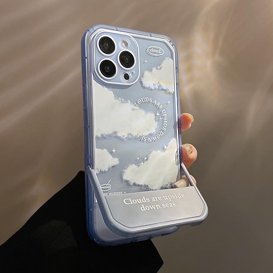 Ốp Điện Thoại Silicon Mềm Trong Suốt In Hình Đám Mây Trắng Xanh 2 Trong 1 Cho iphone 7 8 plus 11 12 13 pro xs XR max silicone