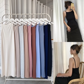 Đầm yếm thun 2 dây hở lưng maxi TK - DTK124