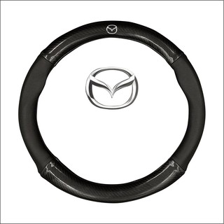Bọc vô lăng cần lái ô tô 4s carbon da cao cấp logo mazda