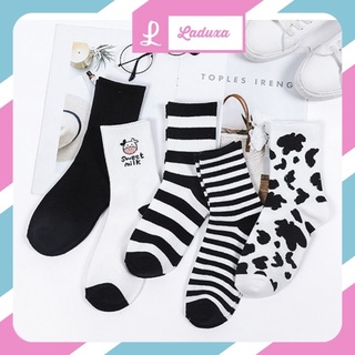 Tất cổ cao nam nữ thể thao phong cách Hàn Quốc, vớ nữ nam trắng đen chất liệu cotton mềm thoáng mát TD101