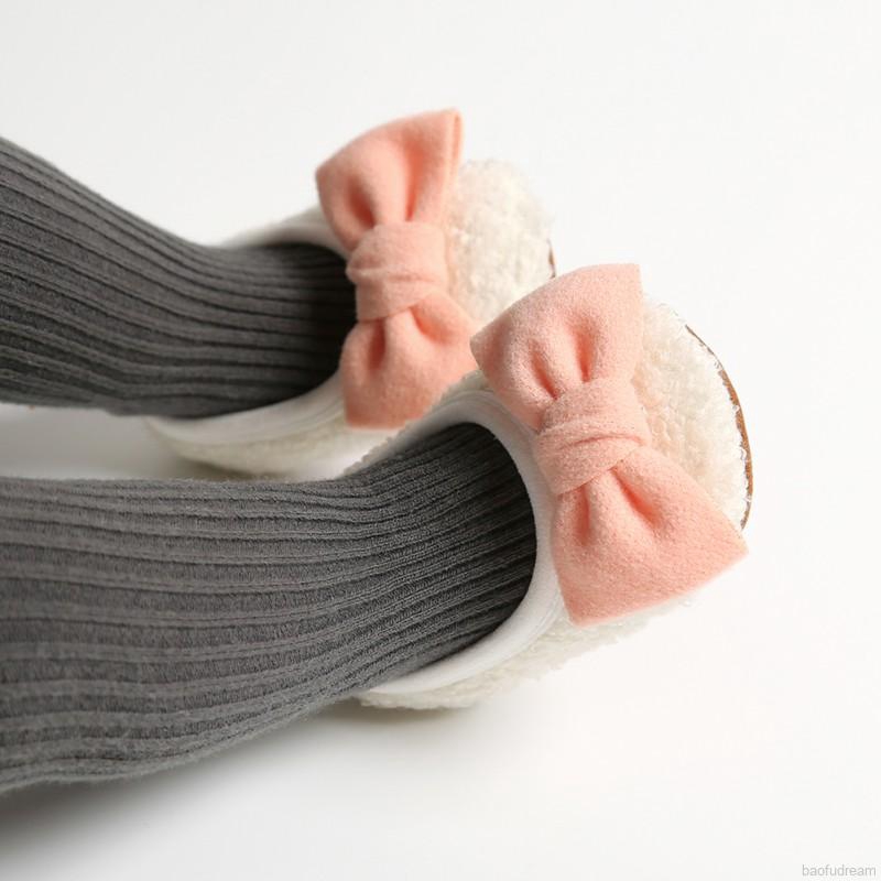 Giày búp bê phối nút bướm chống trượt cho bé gái 0-18 tháng