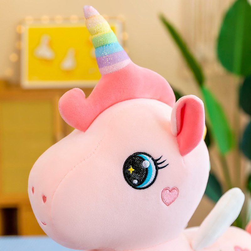 Gấu Bông Ngựa Unicorn Pony 1 Sừng Dáng Đứng Màu Hồng Có Cánh_Unishop