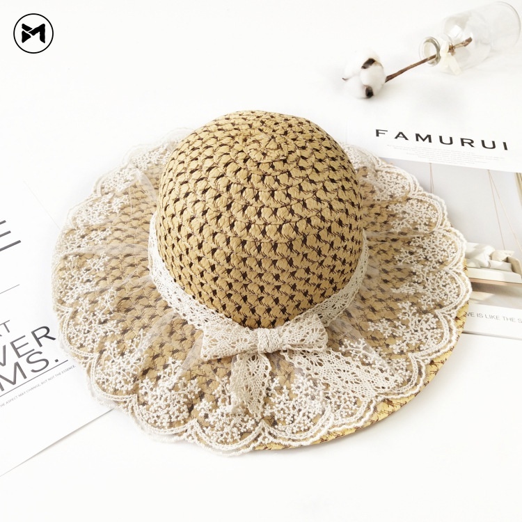 Mũ Rơm Chống Nắng Bốn Mùa Có Thể Mang Cho Bé Gái Và Trẻ Em Với Dây Ruy Băng Che Nắng Cho Người Lớn Đi Biển