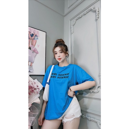 Áo thun form rộng oversize thêu chữ nhiều màu