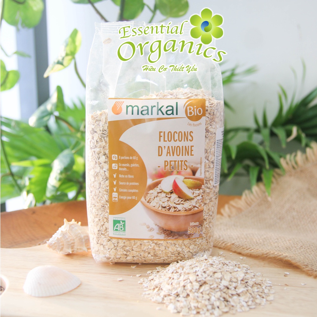 Yến mạch hữu cơ cán dẹp organic rolled oats Markal 500g - Ngũ cốc yến mạch giảm cân cho mẹ, ăn dặm cho bé