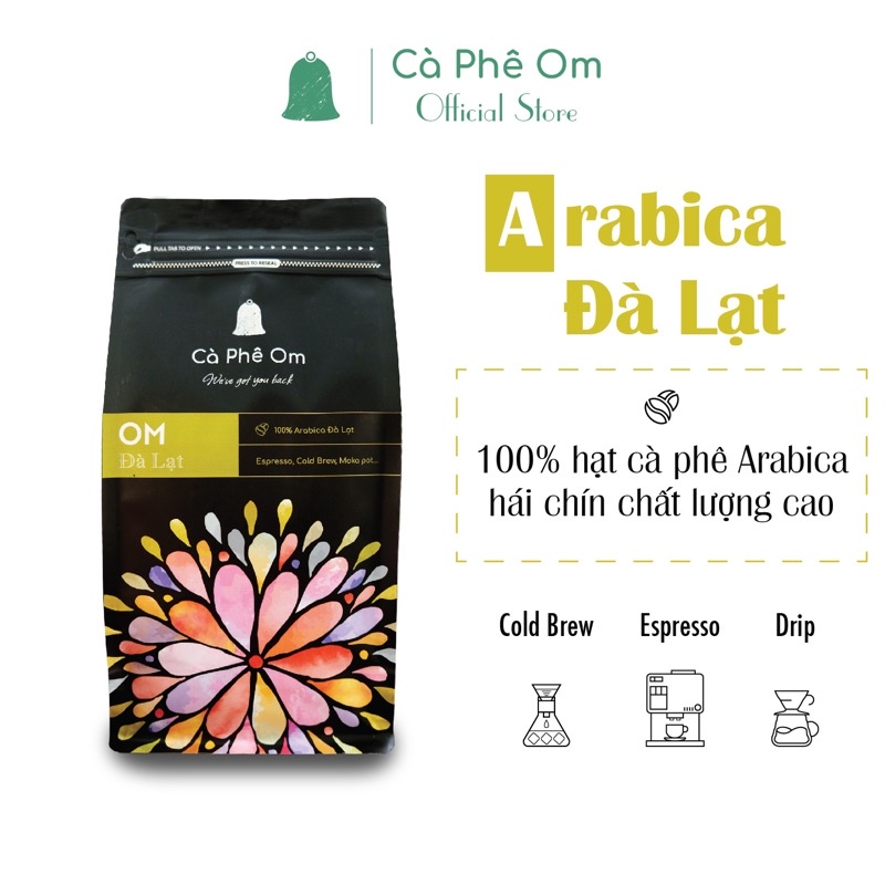 Cà phê Arabica Đà Lạt nguyên chất , Cafe rang xay pha cold brew vị đắng nhẹ chua thanh hương thơm vỏ trái cây