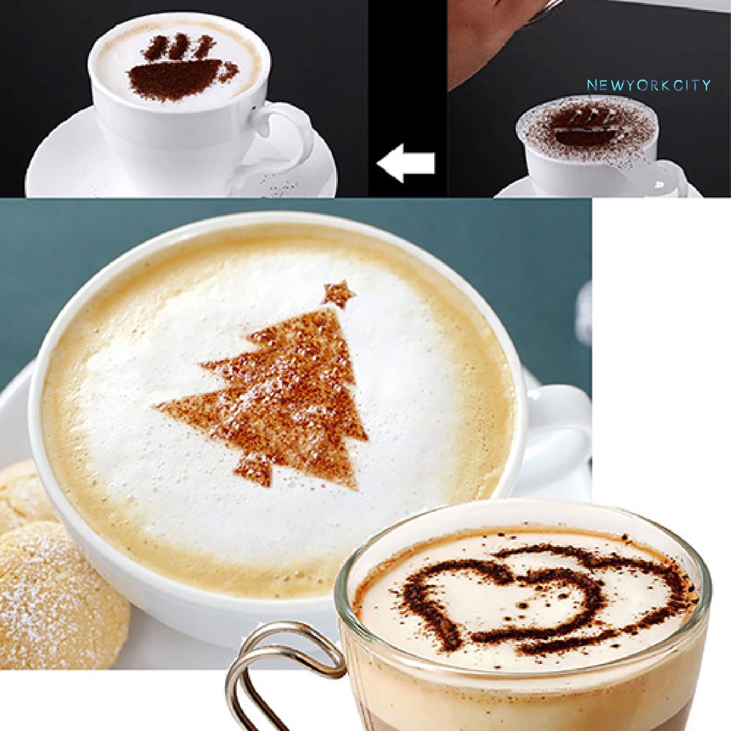 Set 8 Khuôn Tạo Hình Trang Trí Cà Phê Phong Cách Giáng Sinh