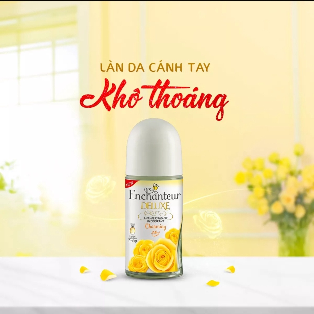 Lăn khử mùi nước hoa/ dưỡng trắng da Enchanteur Charming 50ml