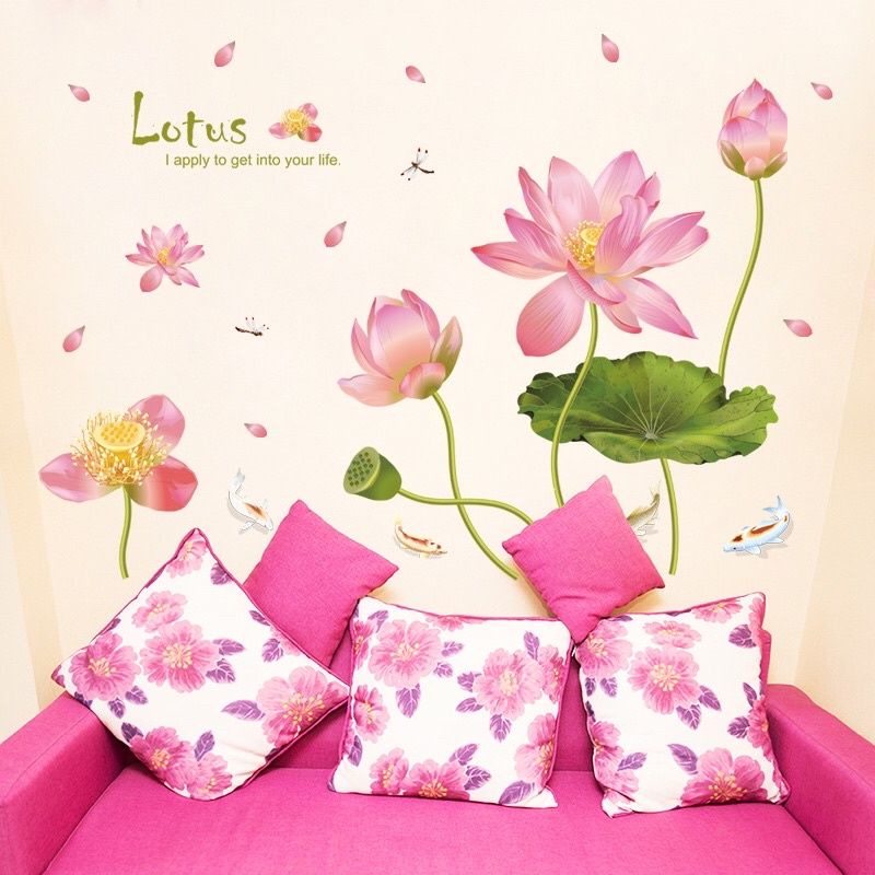 Decal dán tường hoa sen