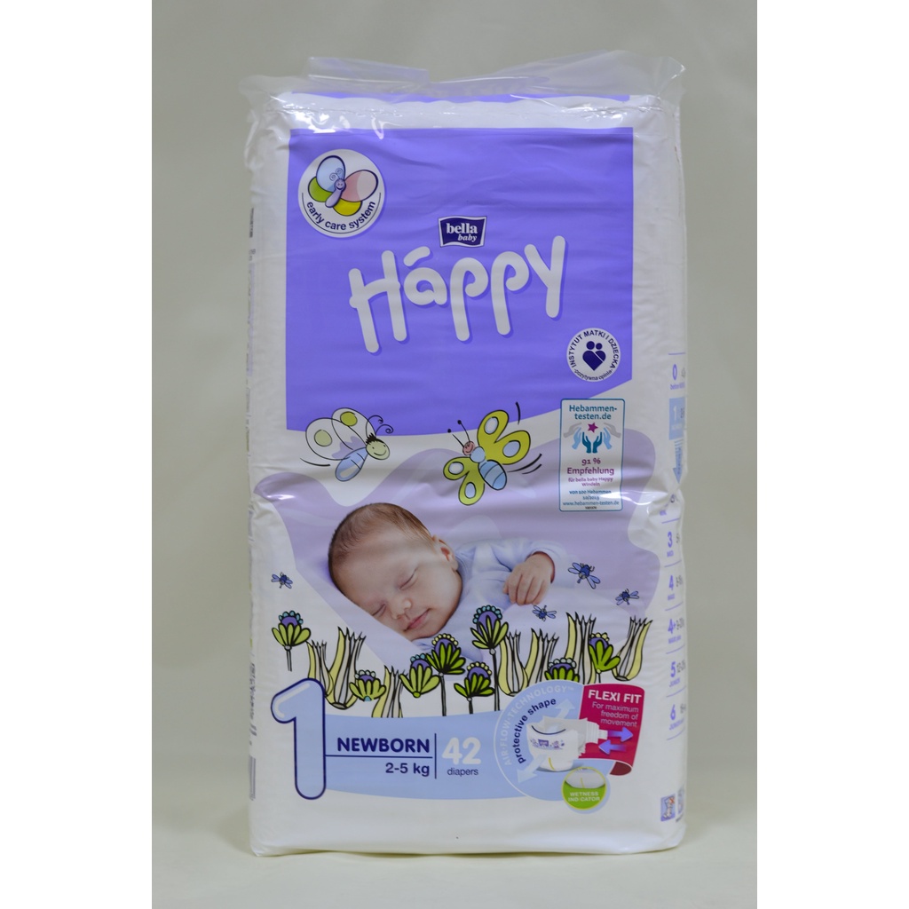 Bỉm dán BELLA HAPPY nhập khẩu Pháp 42 miếng cho bé 2-5kg thoáng mát, thấm hút, chống tràn