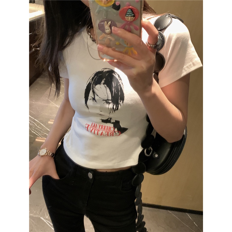 Áo Thun Dáng Ôm Ngắn Tay In Hình Cá Tính 50427