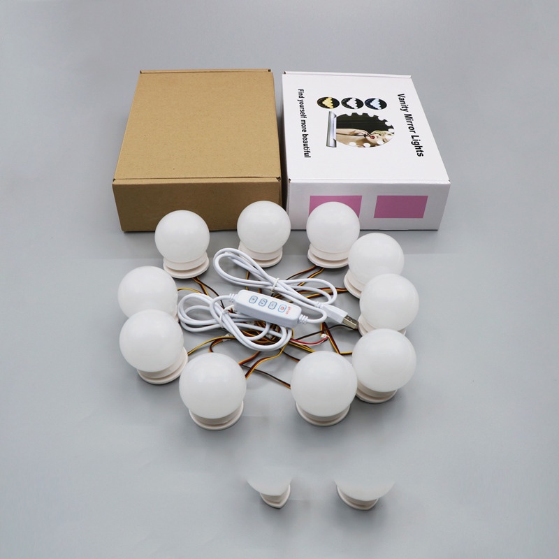 Đèn led gắn gương trang điểm thông minh 3 chế độ sáng tuỳ chỉnh bộ 10 bóng led cao cấp siêu sáng