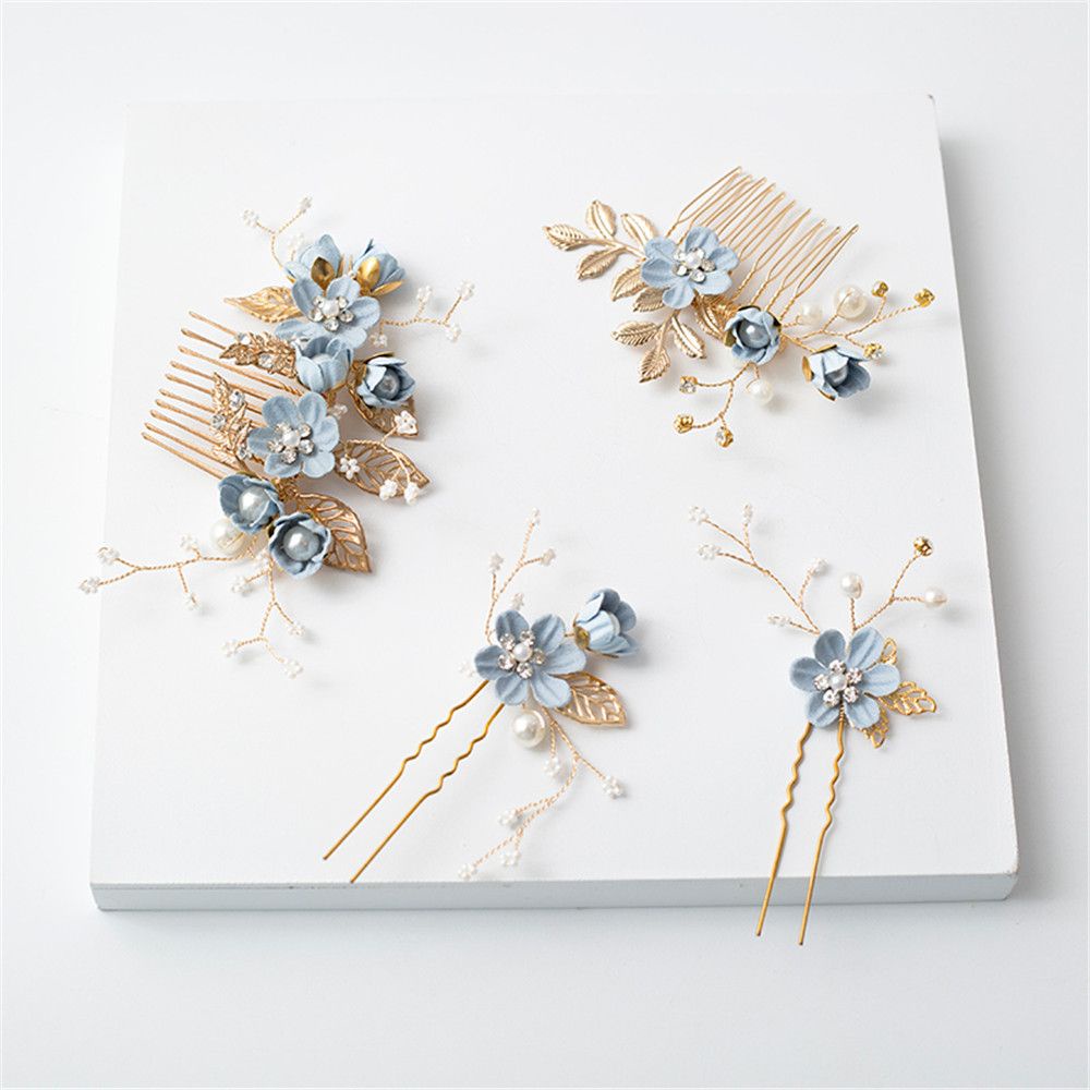 Lược cài tóc hình hoa lá lãng mạn sang trọng cho cô dâu