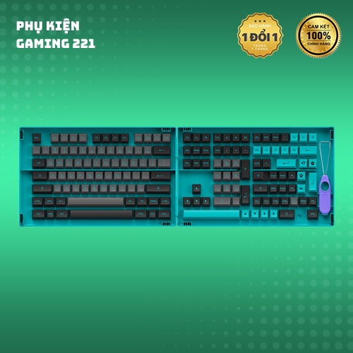 Nút Bàn Phím Cơ - AKKO Keycap set – Black &amp; Cyan (PBT Double-Shot/ASA profile/197 nút)