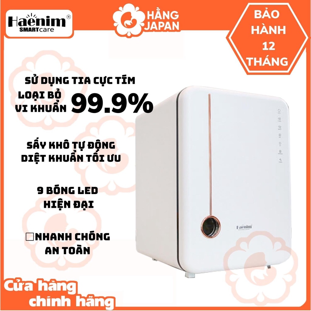 Máy tiệt trùng bình sữa UV Haenim 4 Premium Sấy khô tự động, diệt khuẩn tối ưu, 9 bóng LED hiện đại, BH 3 NĂM