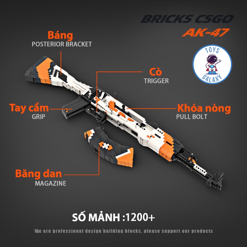 Đồ Chơi Lắp Ráp Mô Hình PUBG AK-47 Asiimov Bắn Thun Nịt MOC Kevin183 / CSGO Cảnh Sát, Quân Đội