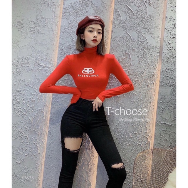 Áo thun tay dài cổ lọ balen chất thun borip cao cấp chuẩn shop | BigBuy360 - bigbuy360.vn