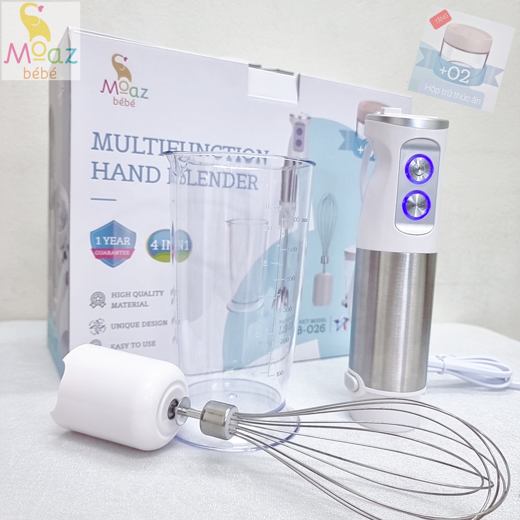 [TẶNG HỘP TRỮ THỨC ĂN] Máy xay cầm tay Moaz Bébé MB026