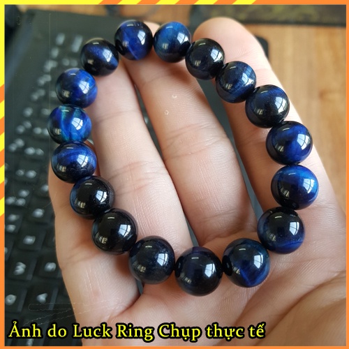 Vòng tay đá phong thủy xanh dương đeo tay Nam Nữ mệnh Thủy Mộc May Mắn Tặng kèm Dây và Hạt dự phòng - Luck Ring