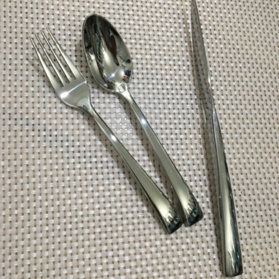 BỘ 3 MÓN DAO MUỖNG NĨA INOX 304 CAO CẤP, ĐUÔI NGANG, CÁN DÀY,CẦM CHẮC TAY DÀNH CHO NHÀ HÀNG, KIỂU DÁNG CHÂU ÂU