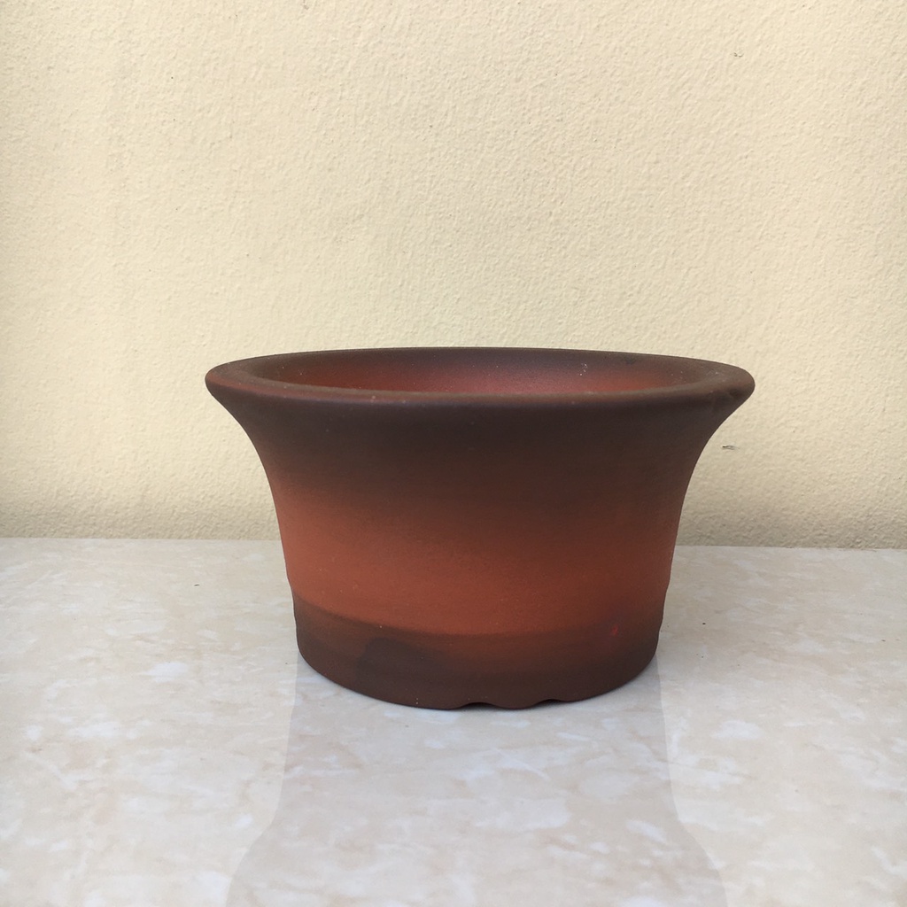 Chậu Tròn loe bonsai sen đá mini đất nung màu Đỏ gốm Bát tràng 1 size SP346