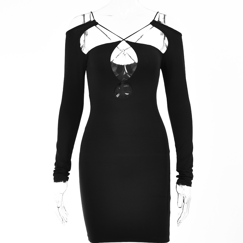 DUNEA Đầm 3.8 tay dài hở lưng quyến rũ thời trang cho nữ