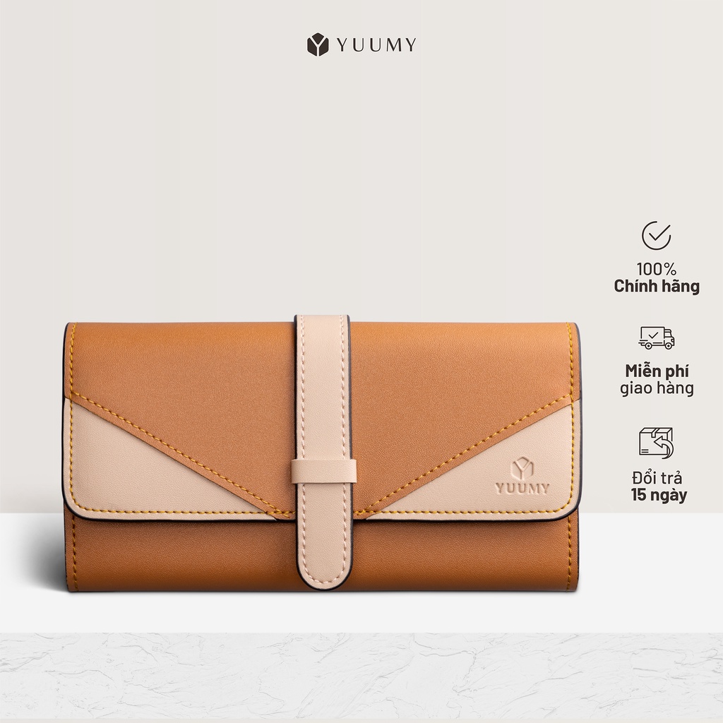 Ví da nữ Yuumy nắp gập phối màu YV35A1