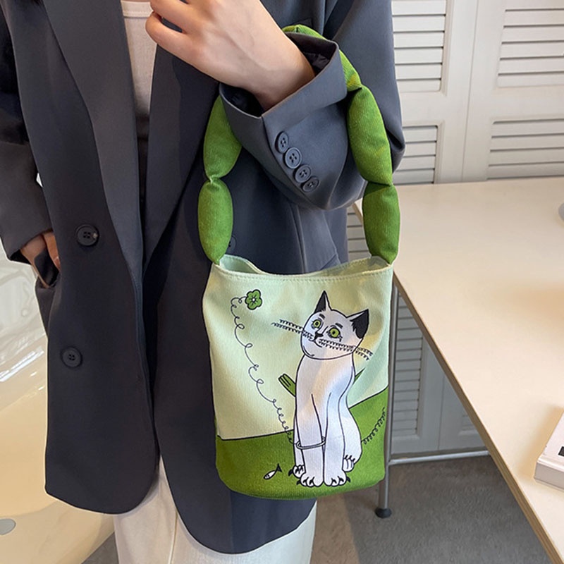 IELGY Túi Đeo Vai Bằng Vải canvas Thiết Kế niche Dành Cho Nữ