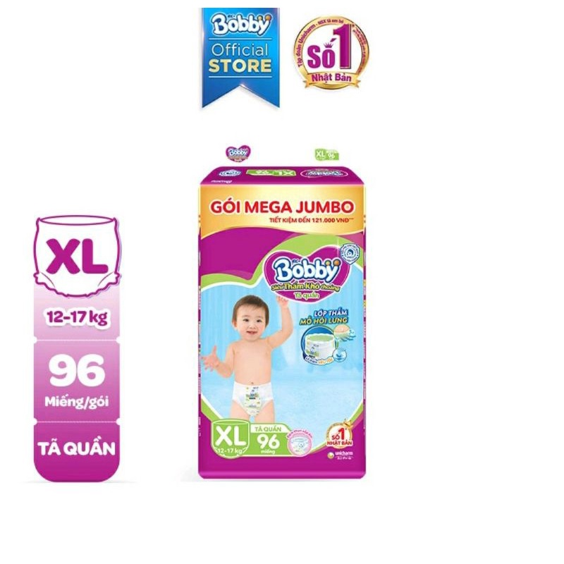 TÃ QUẦN BOBBY- ĐỆM LƯNG MỒ HÔI MEGA JUMBO XL96/ XXL88 MIẾNG
