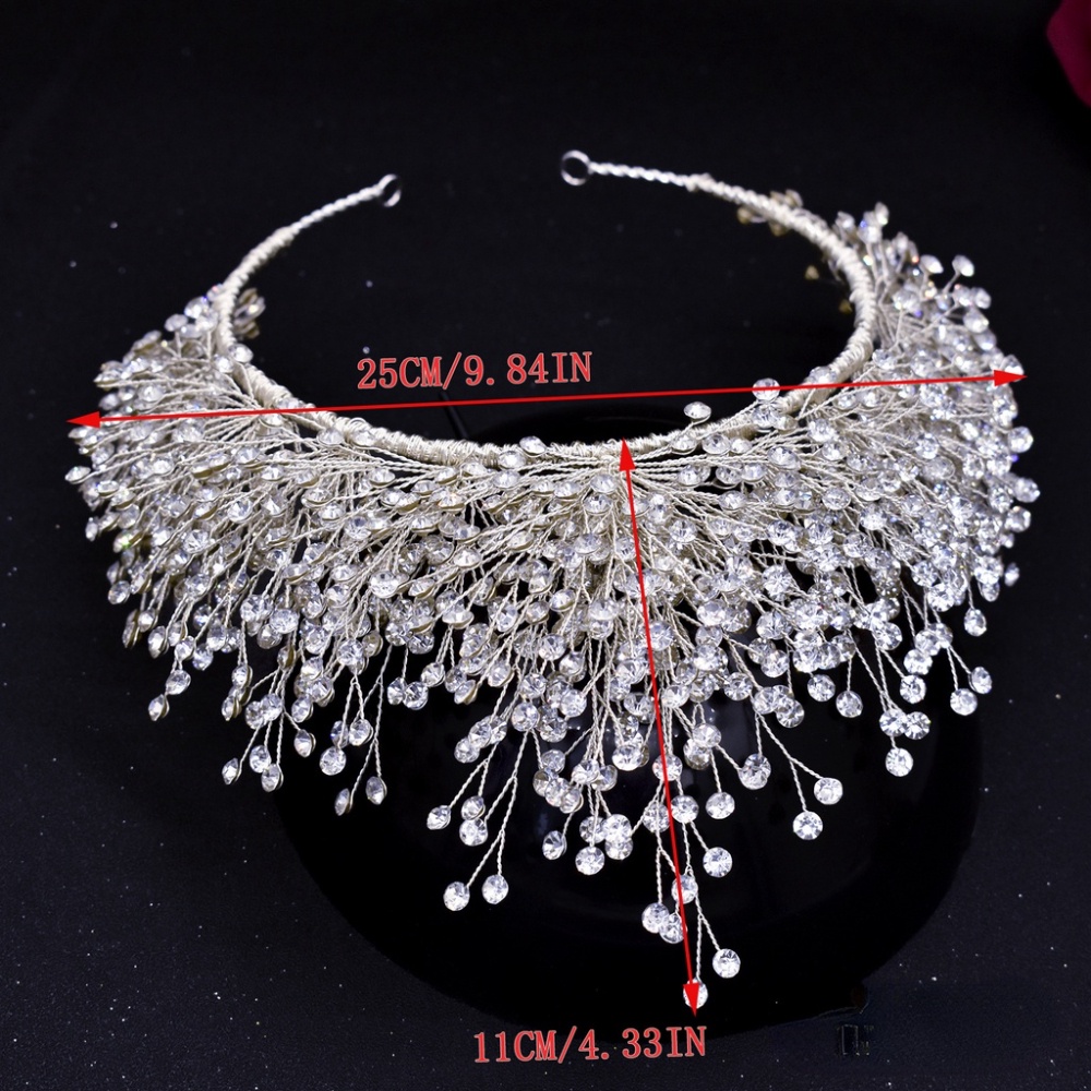 Vương Miện Cài Tóc Đính Đá Nhân Tạo Toàn Diện Cho Cô Dâu