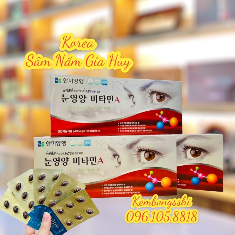 [HÀNG MỚI VỀ] Viên Bổ Mắt Hàn Quốc Health of eye Vitamin A, Hộp 120Viên