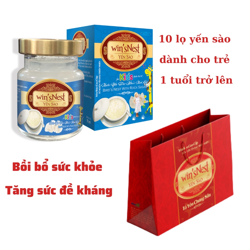 Combo 10 lọ Nước Yến sào winsNest Kids (70 ml) thích hợp cho trẻ em từ 1 tuổi trở lên