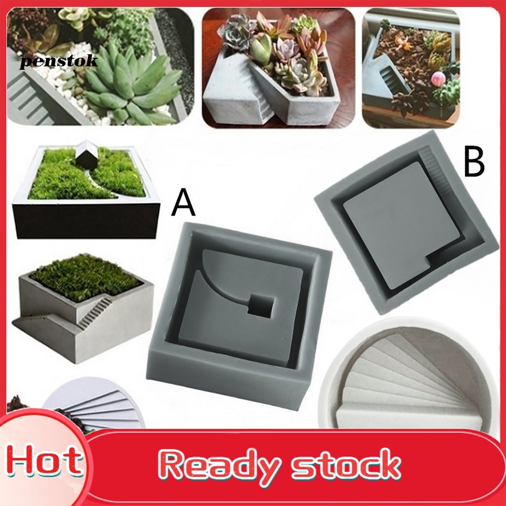 Khuôn Silicone Tạo Hình Chậu Hoa Xi Măng Làm Chậu Hoa Diy