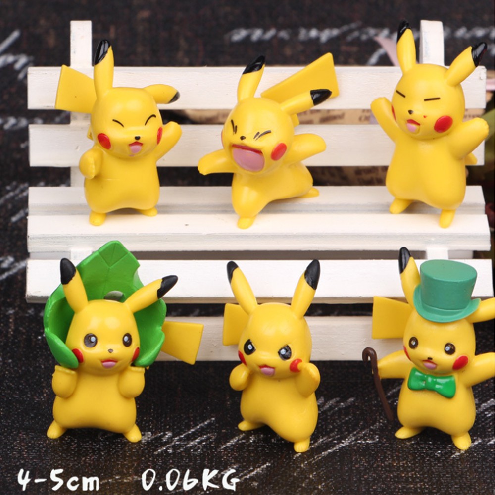 Bộ sưu tập 06 mô hình Pikachu đồ chơi Mega Anime Pokemon go mini 4-5 cm dễ thương cho bé trên 3 tuổi (Mẫu 01) - New4all