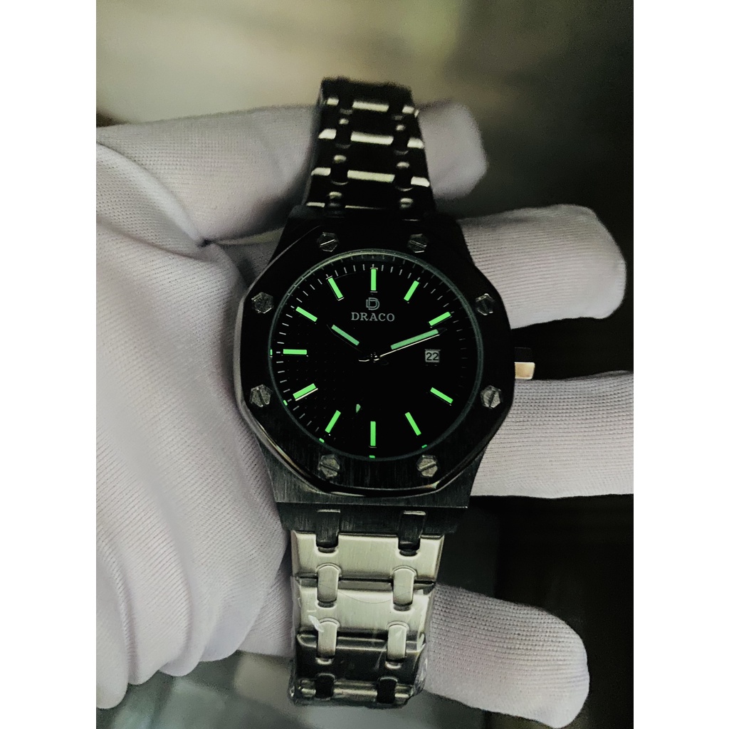 Đồng hồ nam Draco D22-DR04 “Revolution Watch” đen kết hợp chất liệu kim loại màu bạc - thời trang nam thể thao