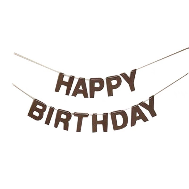 Dây cờ Happy birthday màu nâu