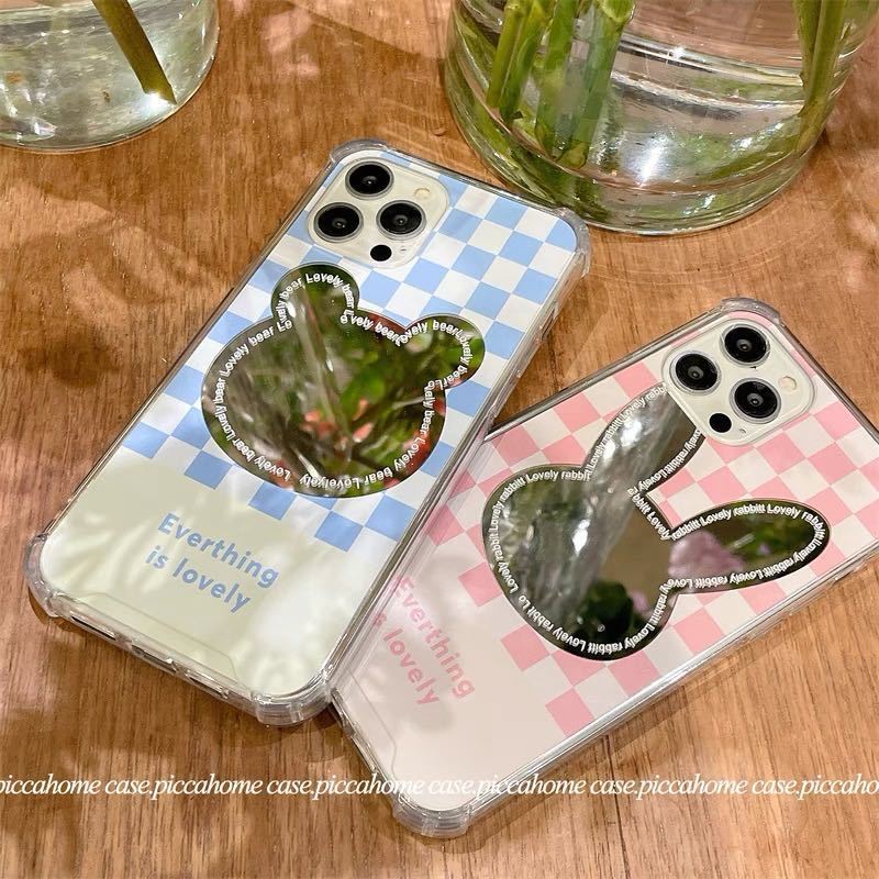 Ốp điện thoại tráng gương hình gấu/ thỏ thích hợp cho iPhone 12 13 11 Pro Max X Xs Max Xr 7 8 Plus