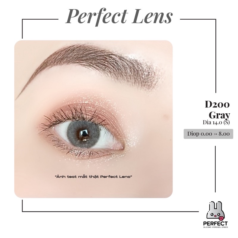 Lens Mắt , Kính Áp Tròng D200 GRAY Có Độ Cận và Không Độ , DIA 14.0 , Cho Mắt Nhạy Cảm Giá Sale