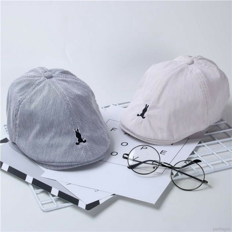 Mũ nồi cho bé trai  họa tiết thỏ xinh xắn - Mũ beret phong cách Hàn Quốc vòng đầu từ 44-50cm