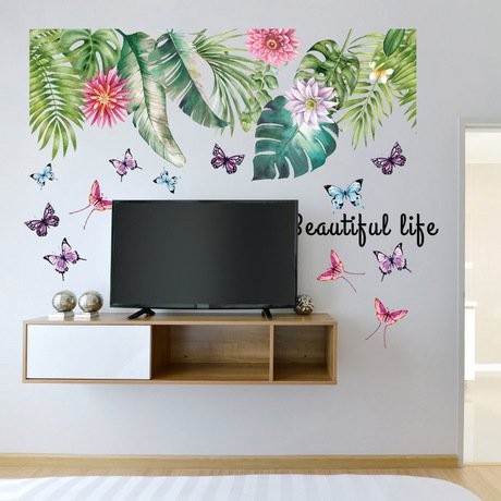 Tranh decal dán tường LÁ MUÔN MÀU BEAUTIFUL LIFE trang trí phòng khách - Decal dán tường