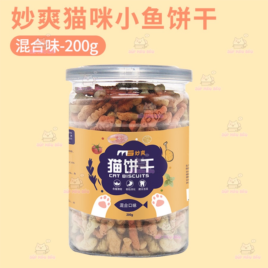 Hũ Bánh Biscuits Cá nướng Masti 200gram Cho Mèo Ăn Vặt