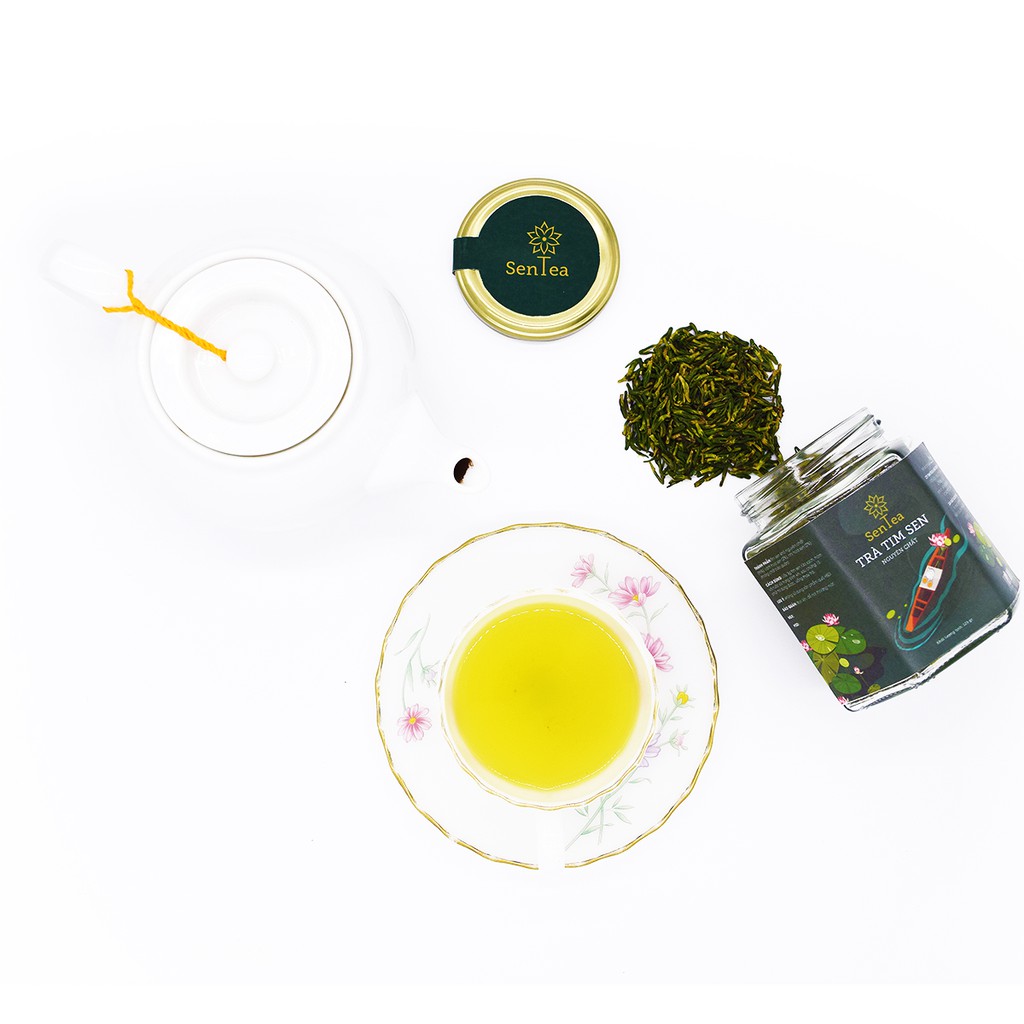 Trà tim sen sấy khô hảo hạng - Hiệu Sentea - Đóng hũ thủy tinh cao cấp sang trọng 125 Gram.