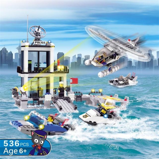 Bộ lego lắp ráp KaiChi mô hình trụ sở cảnh sát biển