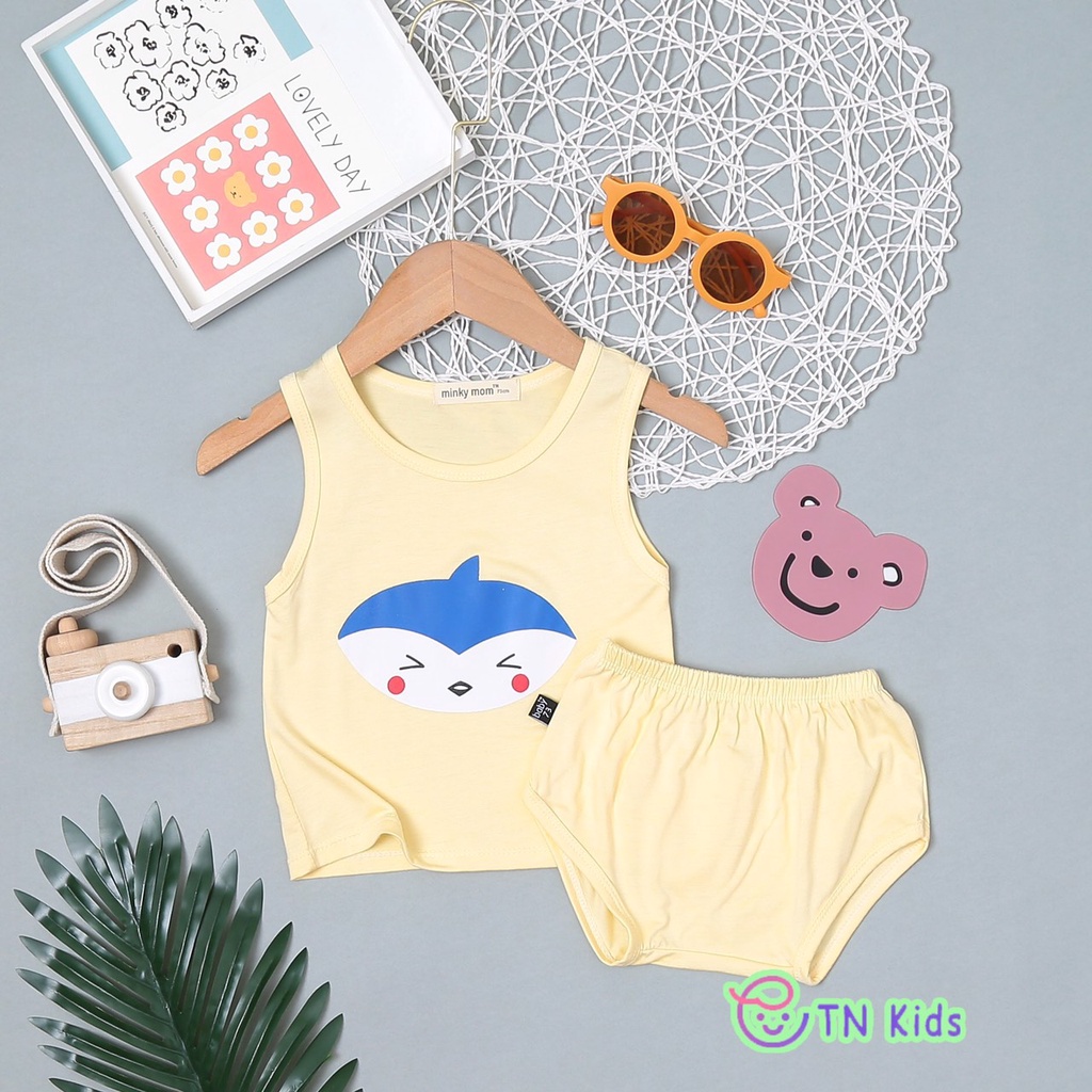 [Bé 3-15kg] Bộ ba lỗ quần chip thun lạnh mềm mịn mát cho bé trai bé gái từ 3-15kg