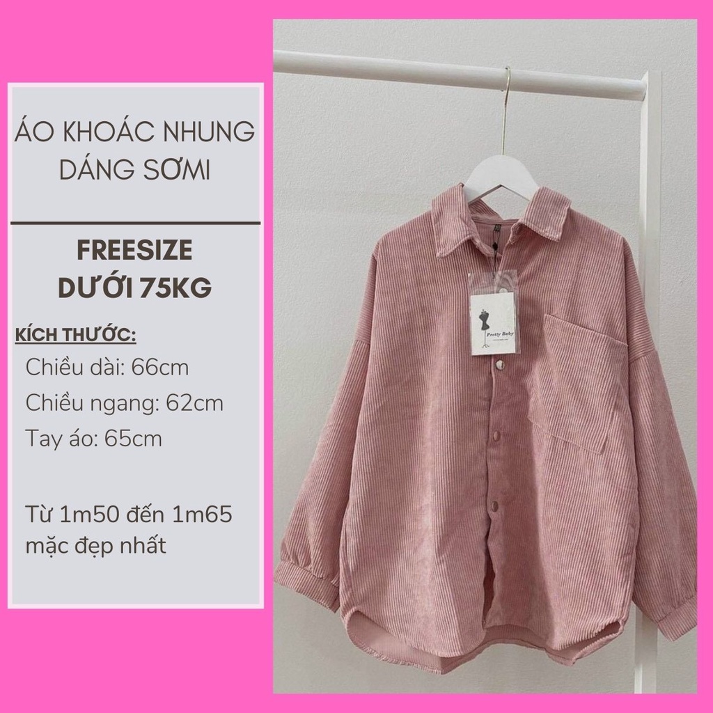 ÁO KHOÁC SƠMI NHUNG GÂN TAY PHỒNG