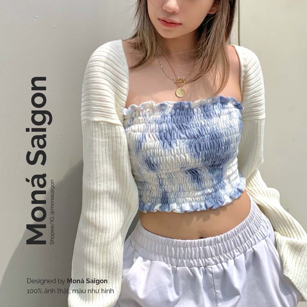 MONÁ - Áo ống loang freesize co giãn chất thun gân - MACY CROPTOP