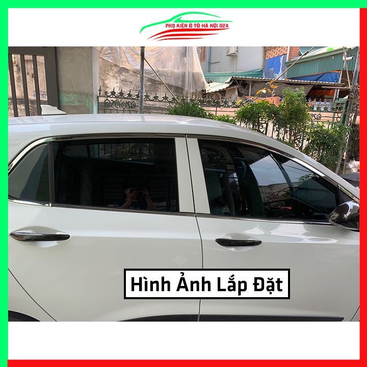 Bộ nẹp viền chân kính cong kính Hyundai i10 Hatchback 2014-2021 Inox sáng bóng chuẩn form xe