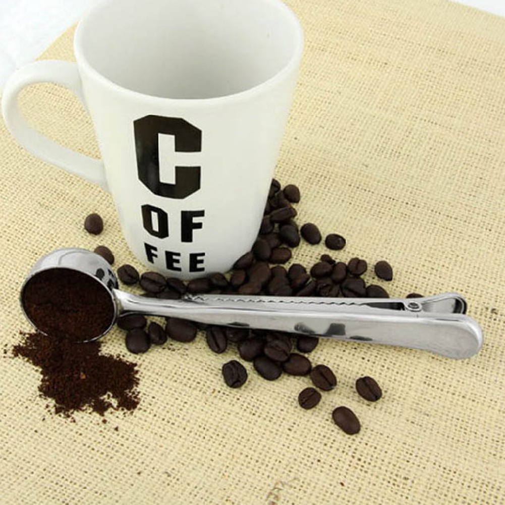 Muỗng đong cà phê được làm từ thép không gỉ với kẹp niêm phong bao bì thư